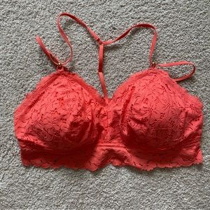 Aerie Orange Coral Lace Bralette
